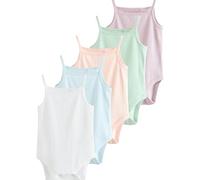 NEXT Unisex Bambino Confezione da 5 Body per Neonati a Canotta in 100% Cotone Tinta Unita Pastello 9 Mesi-12 Mesi