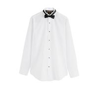 NEXT Uomini Confezione composta da Camicia con Polsino Singolo | Bianco, 38, collo diplomatico e papillon, vestibilità regular