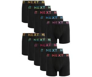 NEXT Uomini Confezione da 10 Boxer con Cucitura Frontale ad A Cinturini con Testo Ombre Nero Brillante 3XL