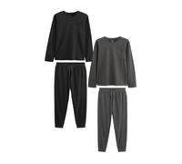 NEXT Uomini Confezione da 2 Pigiami a Maniche Lunghe con Elastico sul Fondo in 100% Cotone Nero/Grigio L