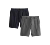 NEXT Uomini Confezione da 2 shorts chino elasticizzati | Standard, Straight, Mid Rise, Button, Lavabile in lavatrice