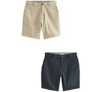 NEXT Uomini Confezione da 2 Shorts Chino Elasticizzati - vestibilità Slim Navy/Stone 32