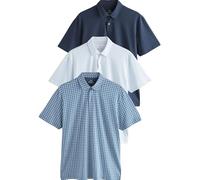 NEXT Uomini Confezione da 3 Polo in Jersey a Maniche Corte con Stampa Navy/Light Blu/Blue Geo XL