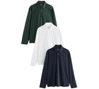 NEXT Uomini Confezione da 3 polo in jersey a maniche lunghe | Standard, Realizzate in jersey di cotone elasticizzato