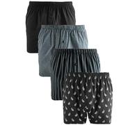 NEXT Uomini Confezione da 4 Boxer in Tessuto Striscia Nera | Black, L, 4 pack, Mid Rise, 100% cotone, Lavabile in lavatrice