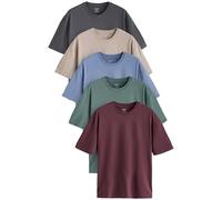 NEXT Uomini Confezione da 5 di T-Shirt di Cotone Basic - vestibilità Comoda Blu/Verde/Viola/Neutro 4XL