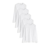 NEXT Uomini Confezione da 5 Magliette a Maniche Lunghe in 100% Cotone Abbigliamento a Strati Bianco M