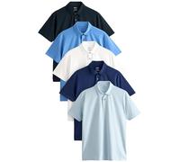 Next Uomini Confezione da 5 Polo in Jersey a Maniche Corte - vestibilità Regular Blu L