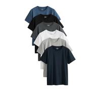 NEXT Uomini Confezione da 6 di T-Shirt di Cotone Basic - vestibilità Regular Nero/Ardesia/Grigio Marl/Bianco/Navy/Blu L