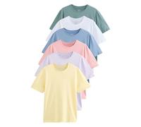 Next Uomini Confezione da 6 di T-Shirt di Cotone Basic - vestibilità Regular Pastels White/Blue/Green/Pink/Yellow/Lilac Purple M