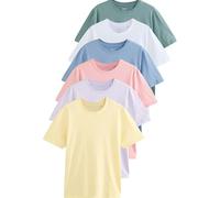 NEXT Uomini Confezione da 6 di T-Shirt di Cotone Basic - vestibilità Regular Pastels White/Blue/Green/Pink/Yellow/Lilac Purple L