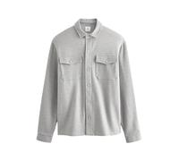 NEXT Uomini Giacca Stile Camicia in Twill di Jersey con Bottoni a Pressione Grigio M