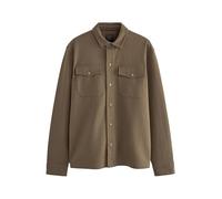 NEXT Uomini Giacca Stile Camicia in Twill di Jersey con Bottoni a Pressione Marrone L