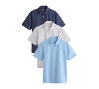 NEXT Uomini Motionflex - Confezione da 3 Polo in Jersey a Maniche Corte Tinta Unita Navy/Grey/Blue Marl L