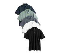 NEXT Uomini Motionflex - Confezione da 5 Polo in Jersey a Maniche Corte con vestibilità Classica Navy/Sage Green/Grey/White/Black M