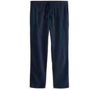 NEXT Uomini Pantaloni in Lino e Viscosa con Coulisse Blu Marino W: 34 / L: 31