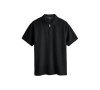 NEXT Uomini Polo Elegante Testurizzata con Zip Nero XL