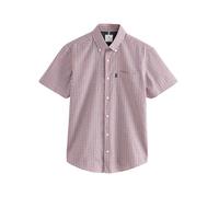 NEXT Uomini Regular Fit Short Sleeve Easy Iron Button Down Oxford Camicia Controllo del Percalle Rosso M