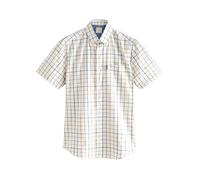 NEXT Uomini Regular Fit Short Sleeve Easy Iron Button Down Oxford Camicia Tattersall a Quadri Crema/Blu M