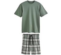 NEXT Uomini Set pigiama con shorts comodo Motionflex | Adulto, Standard, Mid Rise, Pull On, 100% cotone