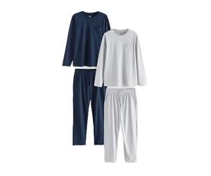 NEXT Uomini Set Pigiama in Jersey a Maniche Lunghe Navy Blue/Grey L