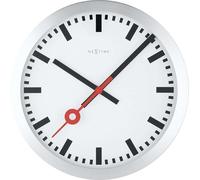 NeXtime Station Stripe Index Orologio da Parete, Aluminum, Bianco, 35 cm