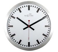 NeXtime 3999STRC Station Stripe Index Radio Controlled (DCF) Orologio da Parete, Bianco, 35 cm