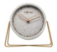 NeXtime 5204GS Cross Table-Elegante orologio da tavolo in pietra, metallo, grigio, 17,5 x 15,5 x 5 cm