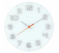 NeXtime Classy Round Orologio da Parete, Glass, Bianco, 30 cm