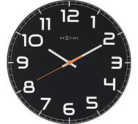 NeXtime Classy Round Orologio da Parete, Glass, Nero, 30 cm
