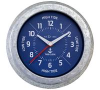 NEXTIME Wall Clock 22cm-Time/Tide-Galvanized Silver/Blue-Metal Tide