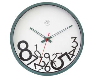 NEXTIME Wall Clock 30 cm-Silent-Green/White-Plastic-nXt Dropped Numbers