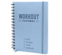 Nextnoid Diario per fitness con copertina rigida, per uomini e donne, formato A5 (14,5 x 21,1 cm), robusto registro per tenere traccia degli allenamenti in palestra e a casa, blu
