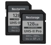 Nextorage Scheda SD SDXC UHS-II V90 da 128 GB, marca giapponese pSLC, velocità massima di scrittura 299 MB/s, velocità di lettura 300 MB/s, registrazione 4K, scheda SDXC serie F2PRO 2P-F2PRO128G per