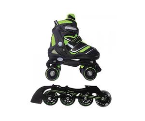 Nextreme Pattini a rotelle trasformabili in pattini in linea 2in1 REVERSE Lime Taglia Medium 34/37