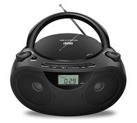 Nextron Lettore CD Bluetooth portatile con sistema audio stereo radio Am/FM, riproduzione CD/MP3/WMA, porte USB e AUX, jack per cuffie, display LCD, funziona con CA/CC