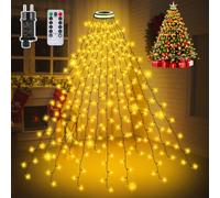 Nextronix Luci Natale Albero, 2,5M 320 LED, Luci Natale per Esterni a 8 Modalità, con Telecomando e Timer, Impermeabili IP44, Facili da Installare Perfetto per Decorazioni Natalizie-Bianca Calda
