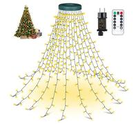 Nextronix Luci Natale Albero 400 LED 2.5Mx16 Fili, 8 Modalità con Luci Ad Anello, Timer e Telecomando, IP65 Impermeabili Perfetto per Decorazioni Natalizie-Bianco Caldo