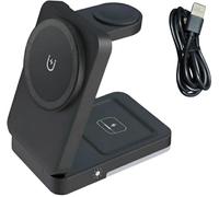 NEXUS-Caricatore Wireless Magnetico 3 in 1 con Base LED, Qi2 15W Pieghevole per iPhone 17, Apple Watch, AirPods e Dispositivi Android (NERO)