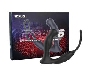 Nexus Simul8 - anello vibrante con dildo anale (nero)