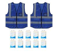 Nexusectar Giubbotto di sicurezza | 2 pezzi gilet di sicurezza con 10 tasche per riporre comodamente - per moto lavoro caccia magazzino, Blu, Siehe Beschreibung