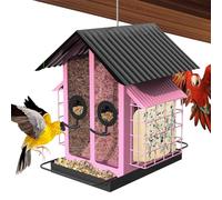 Nexusectar Mangiatoie Per Cardellini Esterni | Mangiatoie In Metallo Trasparenti Con Doppio Tetto | Accessori per Birdwatching da Giardino per Recinzione Albero Balcone Terrazzo Finestra