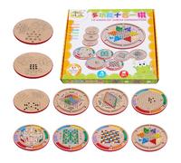 Nexusectar Set di scacchi in legno, set di scacchi | Set di scacchi da 10 in 1 multifunzionale | Giocattoli educativi interattivi per le riunioni della famiglia dei viaggi domestici feste