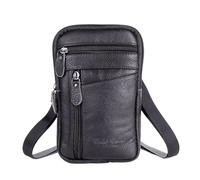 NEYENS Borsa a tracolla da uomo in pelle PU per il tempo libero puro business maschio cintura borse casual mini cellulare borsa portatile, Nero , Taglia unica