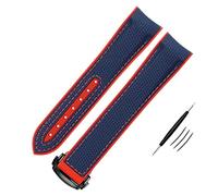 NEYENS Cinturino per orologio in silicone in nylon per Omega Watch Band 20mm 21mm 22mm cinturino in silicone chiusura pieghevole estremità curva orologi da polso cintura con logo, 21mm