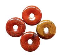 Neyisaa Ciondoli rotondi con foro grande da 7 mm, a forma di moneta fortunata, per la creazione di gioielli, amuleto in cristallo lucido, a forma di ciambella, 30 mm, 4 pezzi, mookaite