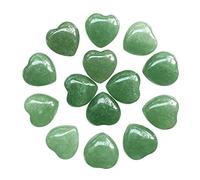 Neyisaa Set di mini pietre a forma di cuore in cristallo da 15 mm, con cuori gonfiati lucidati, per meditazione, chakra, decorazione equilibrata, 10 pezzi, avventurina verde