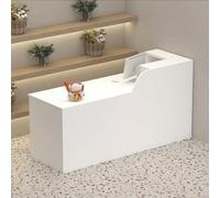 NEYTIIR Banco Reception Compatto Bancone For Ricevimenti Con Cassetto Portaoggetti Finitura Laccata Lucida Foro Di Accesso Ai Cavi Nel Vassoio For Tastiera Del Desktop(K,140x60x100CM)