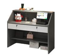 NEYTIIR Bancone Reception, Tavolo Per Trattative, Banco Cassa, Tavolo Reception, Cassetti Chiudibili A Chiave, Per Ufficio, Vendita Al Dettaglio, Hall, Salone Di Bellezza(Gray,100x38x92cm)