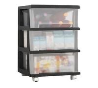 NEYTIIR Cassettiera con 5 cassetti e ruote, cassettiera in plastica, contenitore portaoggetti for soggiorno, cucina, camera da letto, ufficio, scuola(3 Layers)